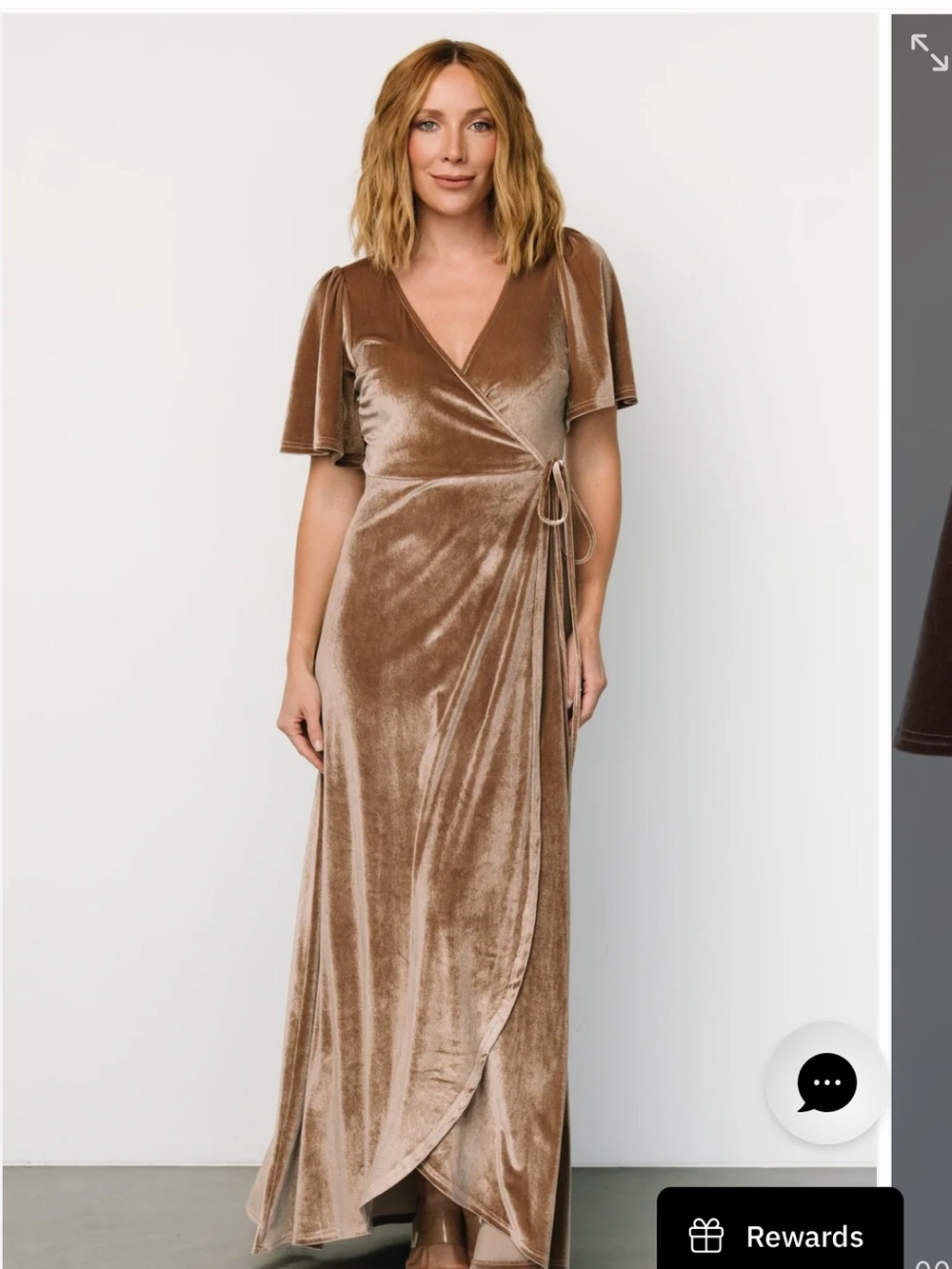 NWT Baltic Born Velvet Wrap Maxi Dress in Light Brown